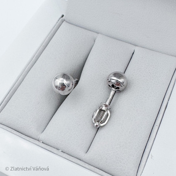Bílé zlato náušnice KULIČKY 5,8MM na šroubek